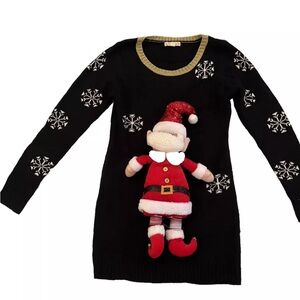 Ugly Christmas Sweater Santa Snowflakes Sizes: M,L